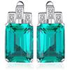 JewelryPalace Orecchini Donna in Argento 925 con Simulato Smeraldo, Rettangolo Piercing Dorati in Oro con Pietra Verde, Set Gioielli Donna in Oro Rosa
