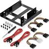 deleyCON Set Telaio di Montaggio per 2 Dischi Rigidi da 2,5 da SSD a Adattatore da 3,5 Supporto Telaio Rimovibile con Viti 2 Cavi SATA 2 Alimentatori e Cacciavite