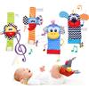 GGUFAY Sonaglio giocattolo per bambini, Baby Rattle, polso e calze 4 PCS Foot Finder Soft Neonato sonagli Calzini, Sonagli sensoriali, Giocattoli Soffici - 0-6 Mesi