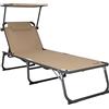 Homecall XXL Lettino da Spiaggia in Alluminio con Parasole, Beige