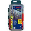 BOSCH CO14B - Set di 14 pezzi assortiti con custodia inclusa cobalto M42 punte da trapano in metallo con gambo a tre punte piatte per applicazioni di foratura in acciaio inox, ghisa, titanio, metallo