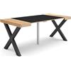 Skraut Home | Consolle allungabile | Tavolo consolle allungabile | 180 | Per 8 persone | Gambe in legno | Stile moderno | Rovere e nero