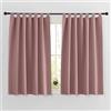 PONY DANCE Tenda Oscurante Termica Isolante Freddo e Caldo per Finestre Piccole 2 Pezzi 140x137 CM Tende Rosa Selvatica Cucina con Passanti per Interni Decorazione