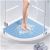 BWBIKE Tappetino Doccia Angolare 70x70 cm Antiscivolo con Ventose, Tappetino per Vasca e Box Doccia Interno/Esterno, Resistente all'Acqua con Fori di Scarico，Blu