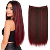 CAISHA 50cm 1 Trama Extension Con Elastico Extension Per Capelli Parrucchino Liscio Resistente Al Calore Riflessi Rosso Marrone Scuro E125