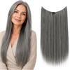 CAISHA 50cm 1 Trama Extension Con Elastico Extension Per Capelli Parrucchino Liscio Resistente Al Calore Grigio Mix E110