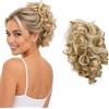 CAISHA Parrucchino Scrunchie Updo Acconciature Voluminoso Ricci Disordinato Bun Biondo Chiaro Striato G32L