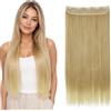 CAISHA 60cm Clip In Un Unico Pezzo Nell'estensione Dei Capelli Pezzo Di Capelli Sintetici Mezza Parrucca Liscio Biondo Mix C54