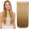 CAISHA 70cm Clip In Un Unico Pezzo Nell'estensione Dei Capelli Pezzo Di Capelli Sintetici Mezza Parrucca Liscio Biondo Dorato C64