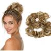CAISHA XXL Posticcio Capelli Elastici Acconciature Da Sposa Voluminoso Riccio Chignon Biondo Castano Chiaro Mix HW34