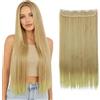 CAISHA 70cm Clip In Un Unico Pezzo Nell'estensione Dei Capelli Pezzo Di Capelli Sintetici Mezza Parrucca Liscio Biondo Mix C54a