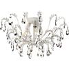ONLI - Plafoniera Cesta in metallo avorio spennellato oro. decorazione con foglie e gocce in cristallo. Stile classico ed elegante. Ideale per zona giorno, sala da pranzo, camera da letto (3 luci)