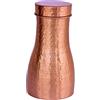 METALLIC INDIA Jarra de agua hecha a mano de cobre puro martillado a mano con vaso de 1 litro (marrón)
