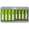 100% PeakPower Caricabatterie a 8 Slot per Pile Ricaricabili AA e AAA NiMH | 100% Peakpower | Include 4 Batterie Ricaricabili AA 2100 mAh e 4 Batterie Ricaricabili AAA 850 mAh - Caricatore USB