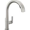 Delta Keele 19824LF-SP Rubinetto da cucina in nichel spazzolato con doccetta estraibile, moderno rubinetto per lavello da cucina monoforo, maniglia singola, acciaio inossidabile Spotshield