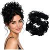 CAISHA XXL Posticcio Capelli Elastici Acconciature Da Sposa Voluminoso Riccio Chignon Nero HW6