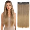 CAISHA 60cm Clip In Un Unico Pezzo Nell'estensione Dei Capelli Pezzo Di Capelli Sintetici Mezza Parrucca Liscio Biondo Castano Sfumato C75
