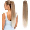 CAISHA 60cm Posticcio Per Capelli Hailey Con 2 Nastri Coda Di Cavallo Voluminoso Capelli Finti Liscio Biondo Scuro Mix HC26
