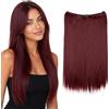 CAISHA 50cm 1 Trama Extension Con Elastico Extension Per Capelli Parrucchino Liscio Resistente Al Calore Rosso Bordeaux E114