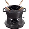 STAUB Set Fonduta con 4 Forchette, Adatto per Fonduta di Formaggio, Cioccolato e Carne, Nero, 16 cm