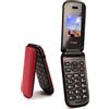 TTfone TTsims Telefono cellulare a conchiglia Flip TT140 Fotocamera Bluetooth Il telefono cellulare pieghevole più economico - Rosso