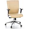 HJH Office 600120 Sedia da ufficio/Sedia presidenziale MURANO 10 pelle beige, molto robusta, ergonomica, braccioli regolabili, schienale regolabile, elegante, meccanismo sincronizzato