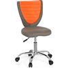 HJH Office 670620 - Sedia da ufficio girevole per bambini Kiddy Comfort, con tessuto a rete, colore: grigio e arancione