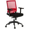 HJH Office 657233 Sedia da ufficio/Sedia girevole PORTO BASE tessuto rosso, sedia di alta qualit?, con braccioli regolabili, schienale in tessuto traspirante in rete, supporto lombare regolabile,