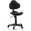 HJH Office 634120 Sedia girevole per bambini KIDDY GTI-2 tessuto nero/grigio sedia da scrivania per bambini ergonomica, regolabile in altezza, sedia per ragazzi