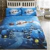 Bedlam Natale - Set copripiumino natalizio con Babbo Natale e scritta in lingua inglese Santa Glow In The Dark, per letto matrimoniale, multicolore