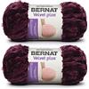 Bernat Velvet Plus Burgundy Plum Gomitolo di filato, confezione da 2 da 300 g, poliestere, 6 super voluminoso, per maglia/uncinetto, prugna bordeaux