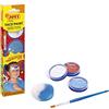 Jovi Adventure Bambini, Confezione da 3 flaconi da 8 ml, Crema, Colori Bianco, Rosso e Azzurro, Include spugnetta per Il Trucco e Pennello Piatto (174AD)