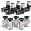 Bwintech 10 pezzi tubo da 4 mm a 1/4 filettatura BSP maschio dritto e gomito a 90 gradi spingere in collegamento raccordo pneumatico, PL4-02/PC4-02 adattatore linea aria a sgancio rapido
