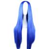 DERKOLY Moda donne tinta unita centrale separazione lunga parrucca rettilinea Cosplay Hairpiece - blu