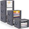 Collazoey 6 pezzi Scatole per Armadio,90L scatole portaoggetti pieghevoli, contenitori portaoggetti per organizzare camere da letto, armadi, vestiti, trapunte, con coperchio e maniglia, grigio