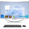 SIMPLETEK - PC All in One con Schermo Curvo 27 Core i7 Windows 11 | Mouse e Tastiera Wireless | Webcam integrata | 8GB RAM SSD 240GB
