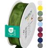 Halbach Seidenbänder Nastro regalo di alta qualità con bordo in filo, larghezza 25 mm, lunghezza 25 m, certificato Öko-Tex 100, prodotto in Germania, colore: verde muschio
