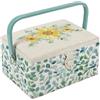 Hobby Gift Scatola Media per Cucito con Manico - Cestino Porta Cucito in Cotone con Scomparti per Strumenti e Accessori Creativi - 18,5 x 25,5 x 14,5 cm, Eucalipto