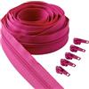 IPEA Cerniera Lampo Catena Continua Rosa Fucsia lunga 5 Metri + 15 Cursori in Metallo - Made in Italy - Catena misura #5 - Cerniere in Nylon - Zip - Tagliabile per Cucito al Metro - Larga 30 mm