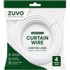 Zuvo Filo per tende con ganci e occhielli, extra forte, 4 m, con 6 ganci e occhielli, kit perfetto per tende, bianco