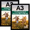 Americanflat Cornice A3 Nera - Cornice da Parete in Legno MDF e Vetro Resistente agli Urti a Finitura Lucida - da Appendere in Verticale o Orizzontale - Confezione da 2