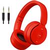 Generico Cuffie wireless RexDigi Bluetooth on-ear, cuffie pieghevoli stereo hi-fi cablate/wireless/TF, cuffie leggere per viaggi/adulti/bambini/adolescenti, 25 ore di riproduzione (rosso)