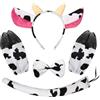 Hifot 5PCS Costume Mucca, Mucca Fascia per Capelli con Orecchie Papillon Guanti Mucca Coda, Costume da Mucca Trasvestimenti Accessori, Costumi Animali Bambini Adulto per Halloween Carnevale Festa di Cosplay