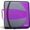 Case it Case-it - Raccoglitore doppio 2 in 1 con cerniera, due anelli a D da 3,8 cm, include astuccio, tasche multiple, capacità 600 fogli, fornito con tracolla, colore: viola scuro Dual-101