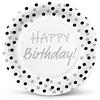 PAW Decor Collection PAW - Piatti Carta Compleanno (23 cm) I 8 Pezzi I Piatti Usa e Getta - Classico, Elegante, Argento I Per Feste, Vacanze, Matrimoni I Colore: Birthday Confetti