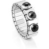 Nomination® - Anello Donna in Acciaio Inossidabile con 2 Pietre e 1 Cristallo Sfaccettato Nero, Eleganza Made in Italy, Perfetto per Ogni Occasione, Misura Estendibile 12/13cm
