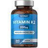 Horbäach Vitamina K2 MK7 200 mcg Alto Dosaggio | 365 Compresse Vegane | Menachinone MK-7 | Integratore Alimentare Contribuisce al Mantenimento di Ossa Normali | di Horbaach