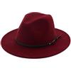 Longzhuo Fedora - Cappello in lana elegante Panama rosso vivo Taglia unica