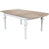 milani home - Tavolo Da Pranzo Moderno Di Design - Vintage - Cm 150/190x100 - Piano Naturale - Struttura Bianca - Per Sala Da Pranzo