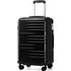 British Traveller Valigia Trolley Rigida Bagaglio a Mano da Viaggio ABS+PC Leggero con TSA Lucchetto (64cm,Nero)